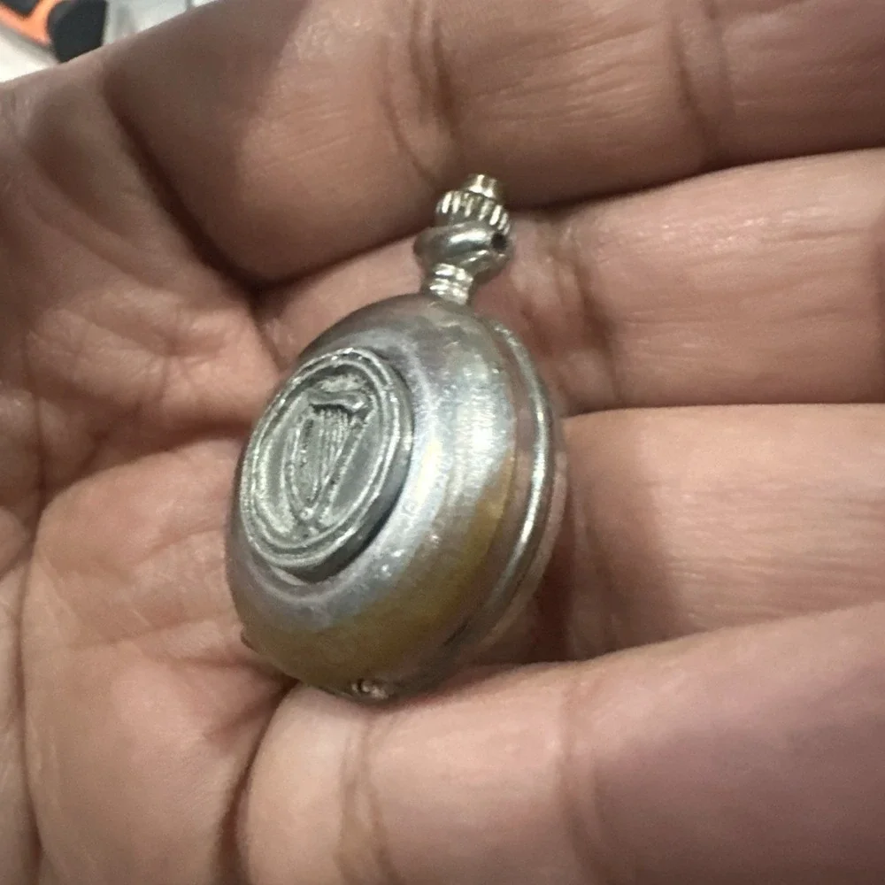 Works Vintage MULLINGAR PEWTER  Silver Tone Quartz Mini Pocket Watch 27mm Runs